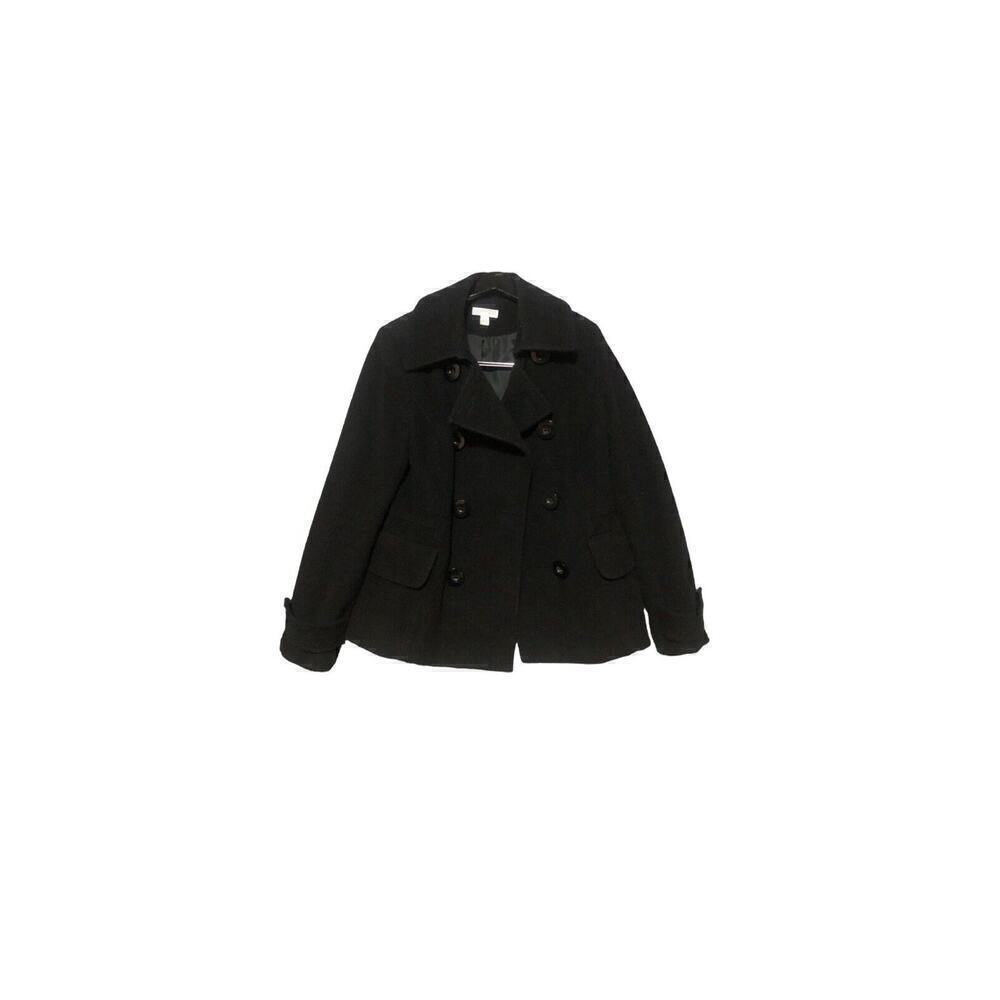 Charter Club Long Sleeve Button-Up Wool Pea Coat Jacket SZ 8